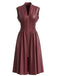Burgundy 1940s Faux Leather Cap Sleeve Waisted Dress: beautiful vintage dress, retro fashion, elegant style with timeless appeal