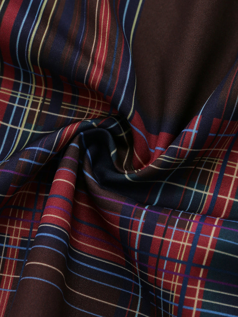 Red And Brown 1970s Plaid Dress 6