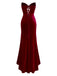 Burgundy 1980s Velvet Strapless Slit Dress - vintage dress, retro fashion