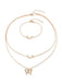 Butterfly Rhinestones Chain Necklace & Bracelet & Earrings - vintage fashion, retro style