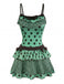 2PCS 1980s Polka Dot Sleeveless Tank Top & Layered Mini Skirt