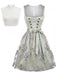 2PCS Blue 1950s Square Neck Floral Lace-Up Dress with Apron & Top