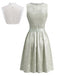 2PCS Blue 1950s Square Neck Floral Lace-Up Dress with Apron & Top