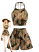 Camel 1980s Backless Halter Strapless Shorts Set - vintage fashion, retro style