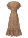 Camel Color 1940s Polka Dots Ruffles Dress, vintage dress, retro fashion - perfect for women who love vintage and retro fashion