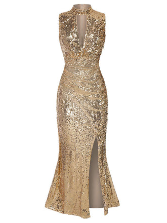 1930s Keyhole Sequined Maxi Dress | 1930s | vintage dress, retro fashion