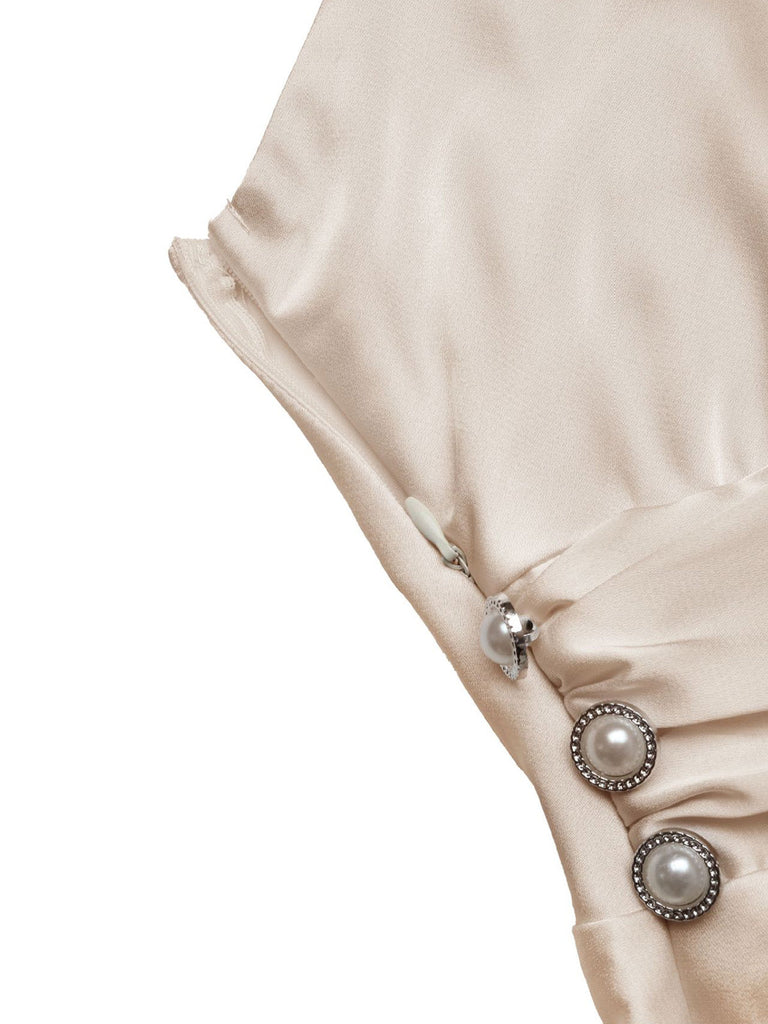 Champagne 1930s Satin V-Neck Belted Spaghetti Strap Dress, vintage dress, retro fashion - perfect for women who love vintage and retro fashion
