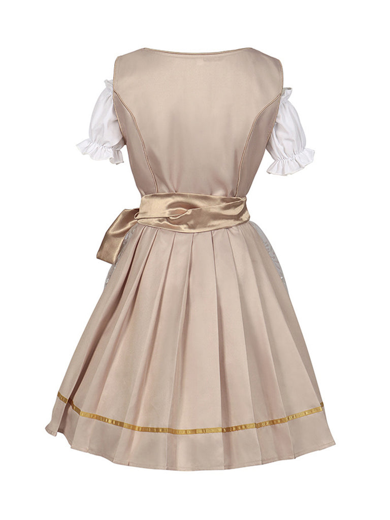 Champagne 1950s Puff Top & Floral Bow Dress - vintage dress, retro fashion, rockabilly