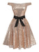 Champagne 1950s Sequined Off-shoulder Dress, vintage dress, retro fashion, rockabilly, pin-up fashion - perfect for women who love vintage and retro fashion