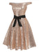Champagne 1950s Sequined Off-shoulder Dress, vintage dress, retro fashion, rockabilly, pin-up fashion - perfect for women who love vintage and retro fashion