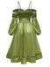 Chartreuse 1950s Pearl Mesh Patchwork Satin Dress - vintage dress, retro fashion, rockabilly
