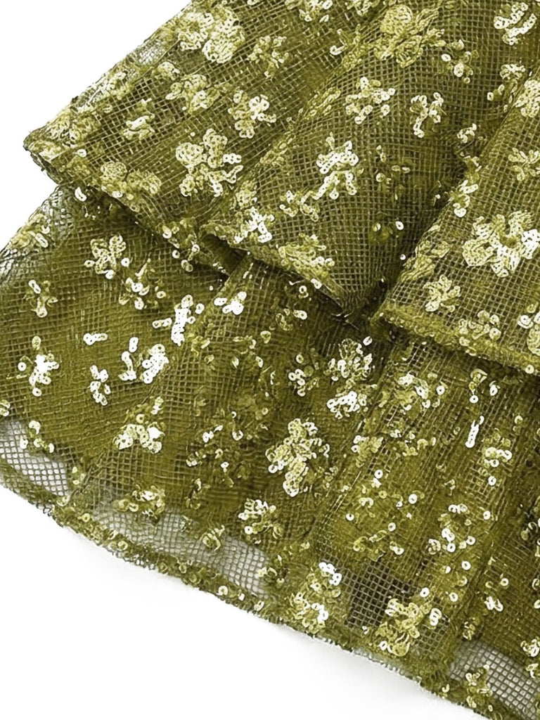 Chartreuse 1960s Sequined Evening Party Mini Dress | vintage dress, retro fashion, elegant style - perfect for retro fashion enthusiasts