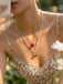 Cherry Strawberry Pearl Pendant Layered Necklace - vintage fashion, retro style, elegant red