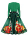 Christmas 1950s V-Neck Long Sleeve Patchwork Dress — vintage elegance for the modern woman