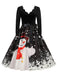 Christmas 1950s V-Neck Long Sleeve Patchwork Dress: timeless style reimagined