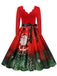 Christmas 1950s V-Neck Long Sleeve Patchwork Dress: timeless style reimagined