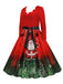 Christmas 1950s V-Neck Long Sleeve Patchwork Dress — vintage elegance for the modern woman