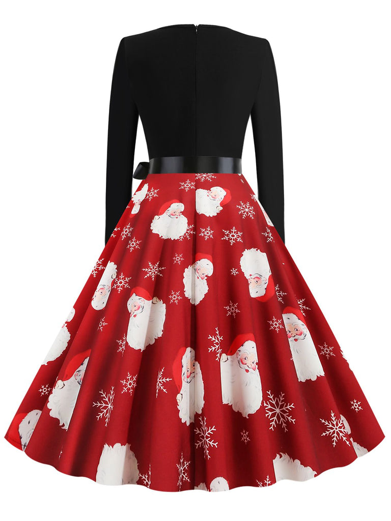 Christmas 1950s V-Neck Patchwork Swing Dress — vintage elegance for the modern woman