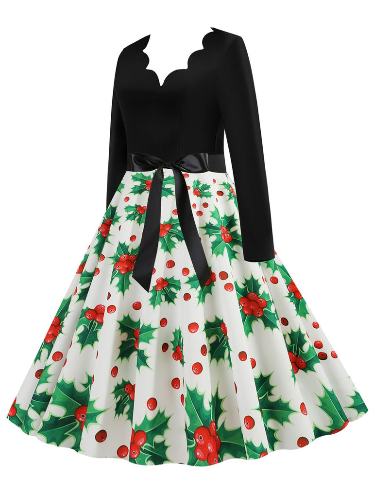 Christmas 1950s V-Neck Patchwork Swing Dress — vintage elegance for the modern woman