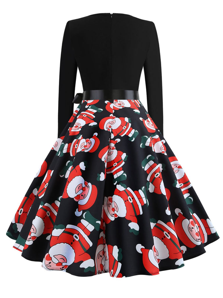 Christmas 1950s V-Neck Patchwork Swing Dress: timeless style reimagined