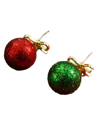 Christmas Ball Bow Sequined Stud Earrings - vintage fashion, retro style