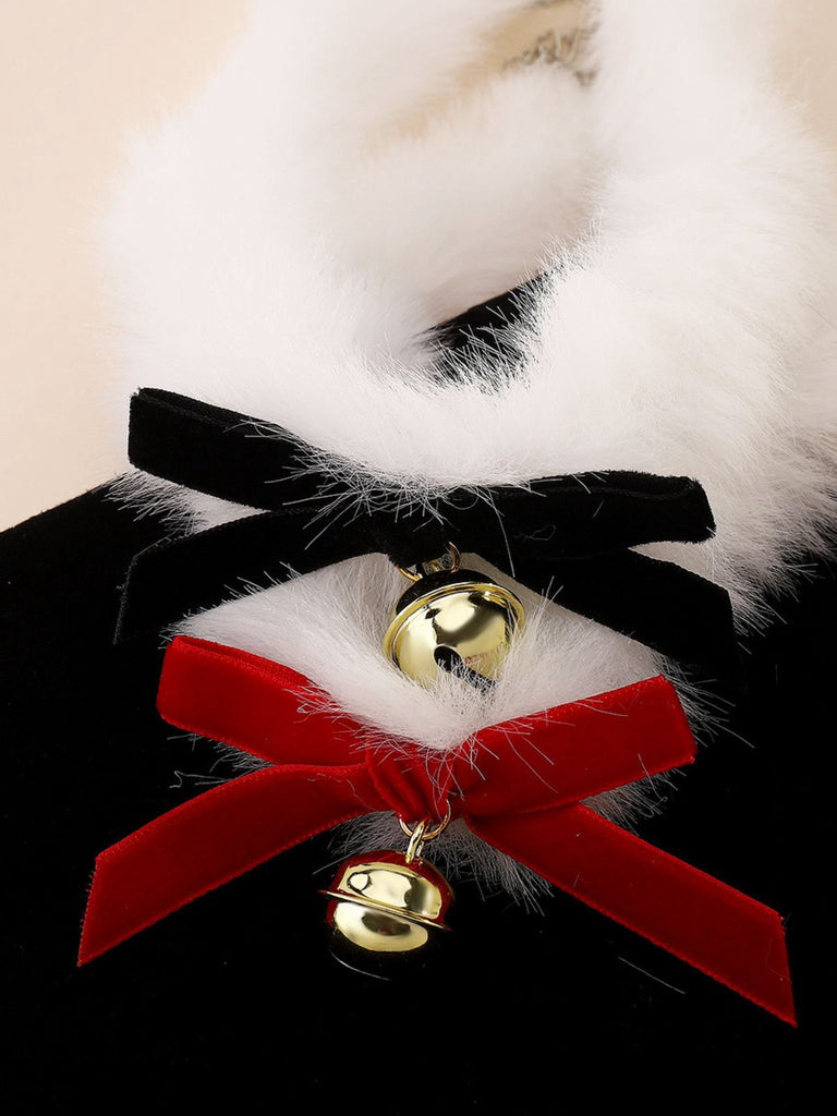 Christmas Bowknot Bell Plush Choker Necklace - vintage fashion, retro style