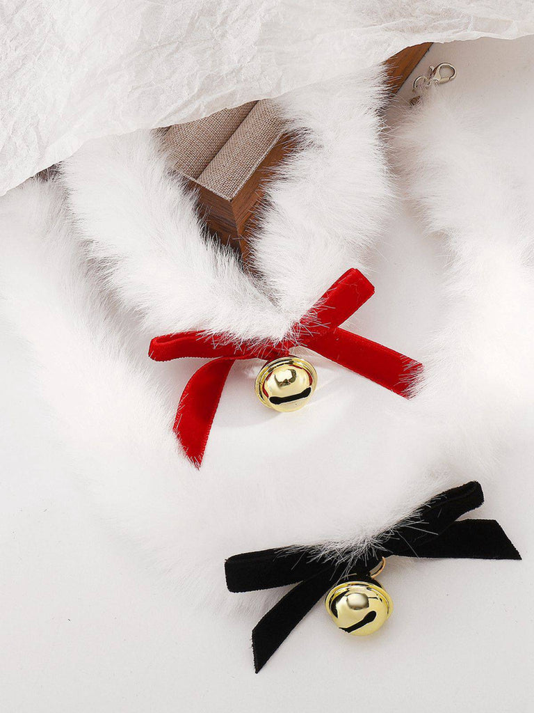 Christmas Bowknot Bell Plush Choker Necklace - vintage fashion, retro style