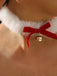 Christmas Bowknot Bell Plush Choker Necklace - vintage fashion, retro style