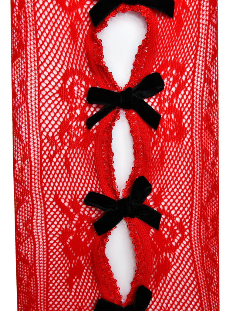 Christmas Bowknot Solid Lace Stockings — vintage style that transcends decades