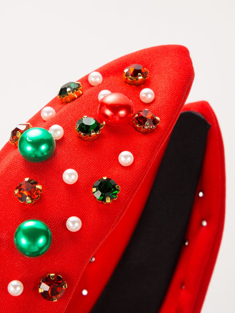 Christmas Colored Beads Rhinestoned Headband — vintage style that transcends decades