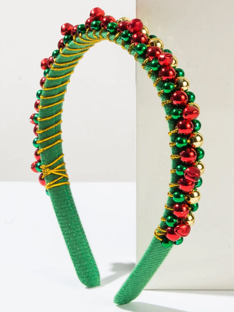 She finds her vintage story in this Christmas Colored Bell Beads Headband