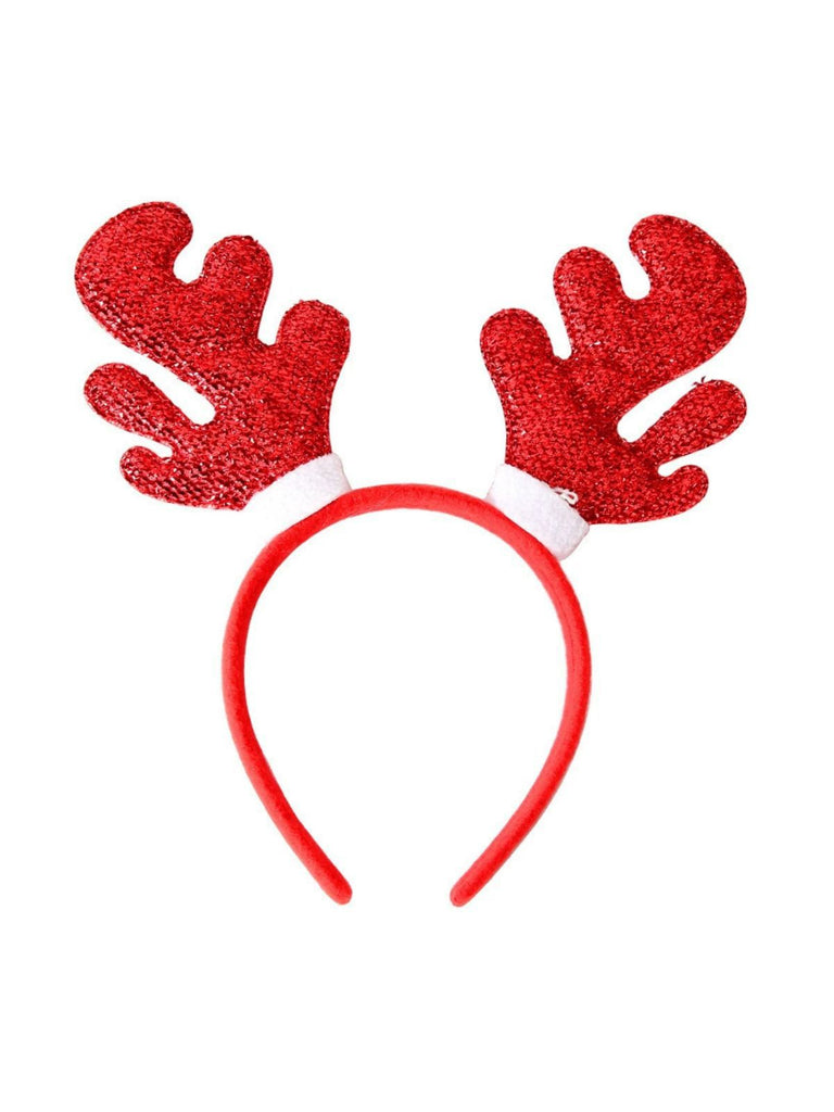 Christmas Colored Reindeer Jingle Bells Sequins Headband - vintage fashion, retro style, elegant red