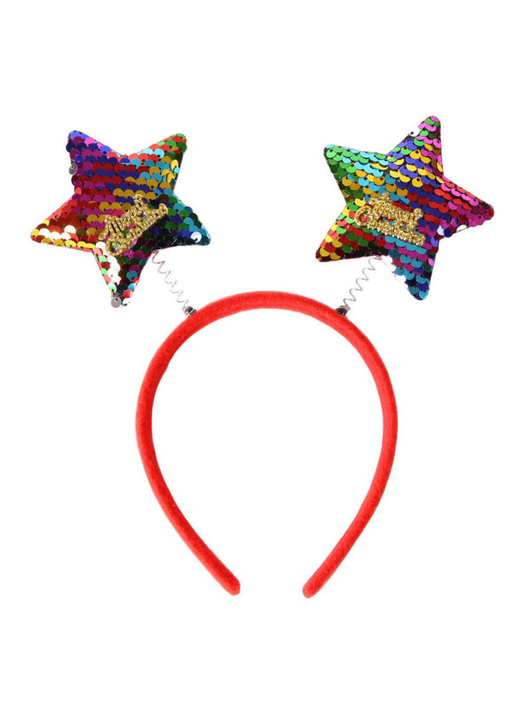 Christmas Colored Reindeer Jingle Bells Sequins Headband - vintage fashion, retro style, elegant red
