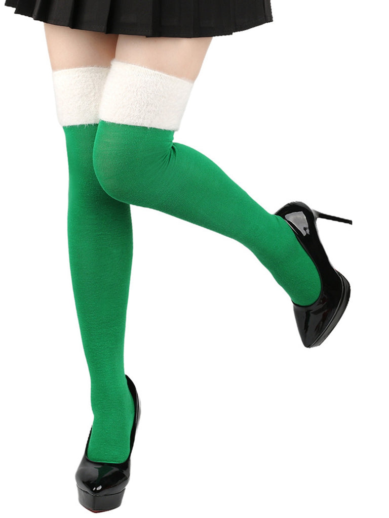 Christmas Contrast Thigh High Socks — vintage style that transcends decades