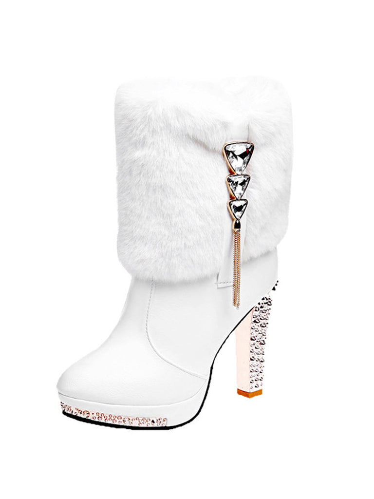 Christmas Fur And Leather Rhinestone Boots: timeless vintage elegance she makes her own
