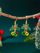 Christmas Holly Leaf Jingle Bell Drop Earrings - vintage fashion, retro style