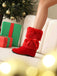 Christmas Patchwork Fur Bow Boots — vintage vintage charm for her modern wardrobe