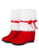 She finds her vintage story in this Christmas Patchwork Fur Bow Boots
