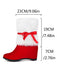 She finds her vintage story in this Christmas Patchwork Fur Bow Boots