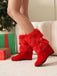 This Christmas Patchwork Fur Bow Boots whispers vintage secrets to those who notice