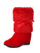 Christmas Patchwork Fur Bow Boots — vintage style that transcends decades