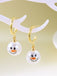 Christmas Rhinestone Snowflake Pearl Hat Snowman Stud Earrings - vintage fashion, retro style