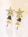 Christmas Rhinestone Snowflake Pearl Hat Snowman Stud Earrings - vintage fashion, retro style