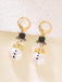 Christmas Rhinestone Snowflake Pearl Hat Snowman Stud Earrings - vintage fashion, retro style
