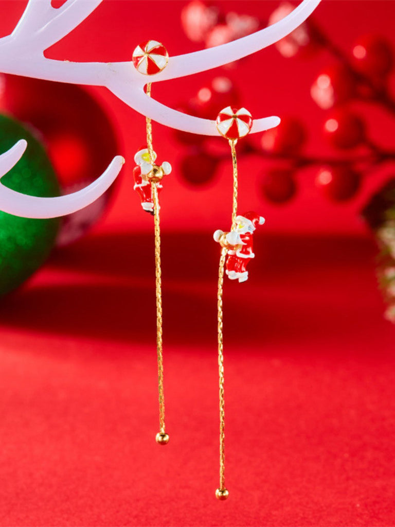 Christmas Santa Claus Long Drop Earrings - vintage fashion, retro style