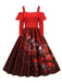Christmas Suspender Ruffle Long Sleeve Dress — vintage elegance for the modern woman