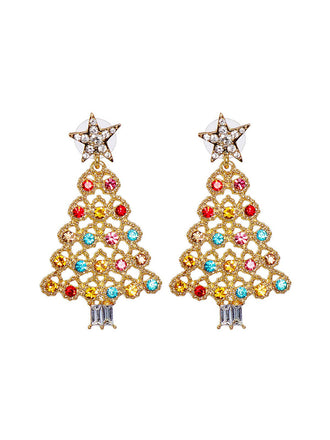 Christmas Tree Stars Rhinestones Earrings, vintage fashion, retro style - perfect for women who love vintage and retro fashion