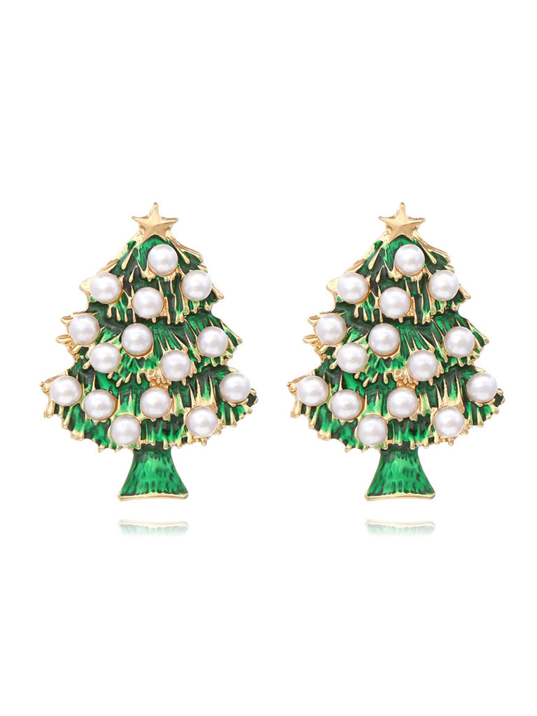 She adds this Christmas Trees Pearl Stars Earrings and suddenly it's vintage perfection