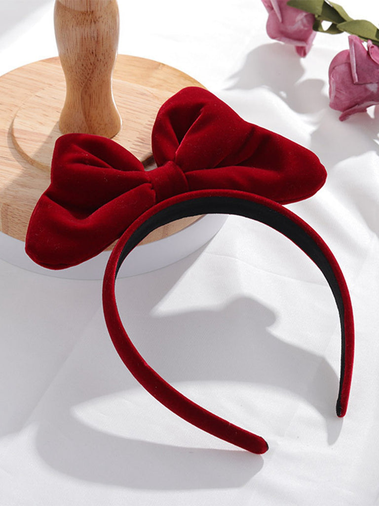 Christmas Velvet Bowknot Hairband With Choker Necklace - vintage fashion, retro style