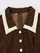 Coffee & Beige 1950s Contrast Lapel Belted Dress - vintage dress, retro fashion, rockabilly